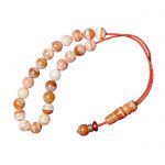Worry bead, made of red round banded agate stones.