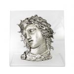 Alexander the Great, Bust, Silver-plated Copper, mounted on an acrylic back (plexiglass).