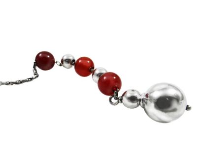 Begleri, with carnelian stones and decorative spherical edges, made of silver 999°.