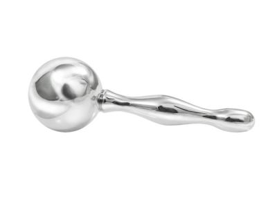 Ball with wavy handle, Silver Baby Rattle, Handmade.