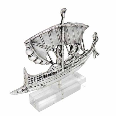 The Voyage of Dionysus, Ship with Dionysus in silver 999°, mounted on an acrylic base (plexiglass).