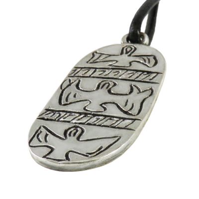 Signet, Silver-plated Key-Ring, with a signet with hieroglyphic design from Phaistos, Crete.