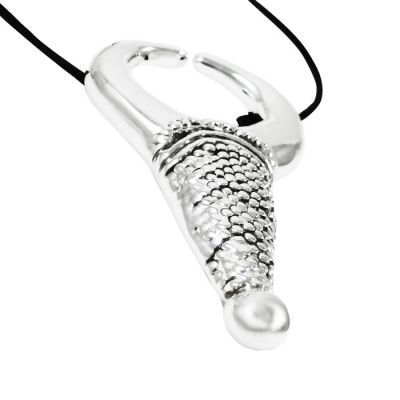 Bucranium, Pendant in solid silve 999°, offered with a black satin cord.
