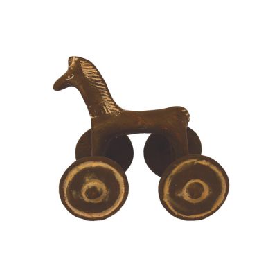 Small horse with wheels, handmade plaster, toy from Ancient Greece