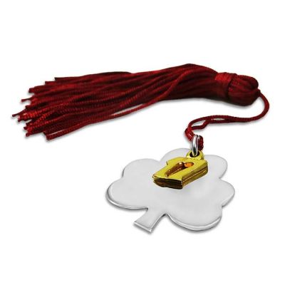 Clover solid silver charm with tassel