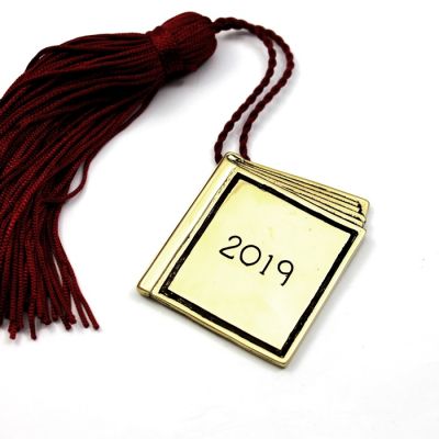 Book Year 2019 Charm, handmade solid brass with tassel