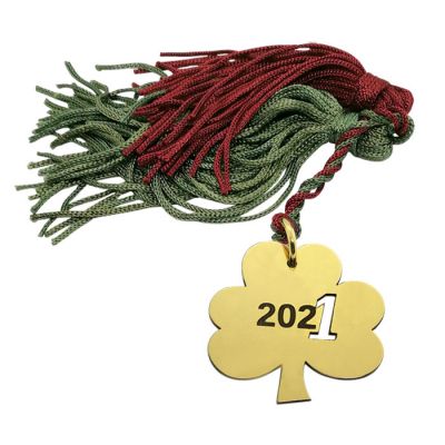 Lucky clove 2021 charm in handmade solid brass with a tassel.