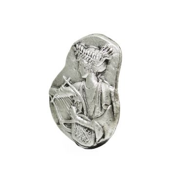 Apollo with lyre, Silver-plated paper-weight. Handmade solid brass plated in silver solution 999