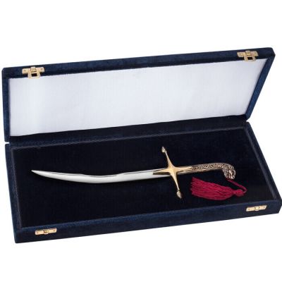 Handmade custom made velvet case for the miniature sword of Theodoros Kolokotronis.