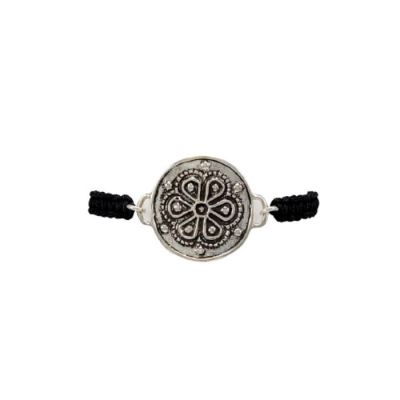 Rodax Silver Bracelet with mecrame black cord on Museummasters.gr