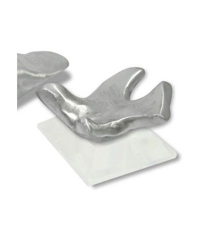 Dove miniature with open wings, handmade recycled aluminum