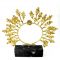 Oak Wreath II, Gold-plated 24K brass, handmade on a Greek marble base