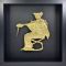 Apollo with Lyre Gold-plated Frame. Handmade relief representation in gold-plated copper placed in a frame.